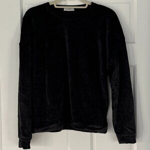 Theo & Spence Black Velour Long Sleeve Top Soft Velvet Feel Size M